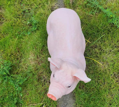 HOUDE Cute Pig Statues, 20.08 inches Long, decorates Outdoor Art Gardens, courtyards, lawns, and Indoor Public Spaces Such as Living Rooms and Balconies. (Pink)