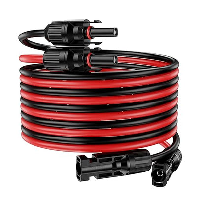 49Ft Solar Cable Solar Extension Cable,10AWG Solar Panel ExtensionCable with Female and Male Connectors,Waterproof Solar ExtensionCable Kit (Red and Black).