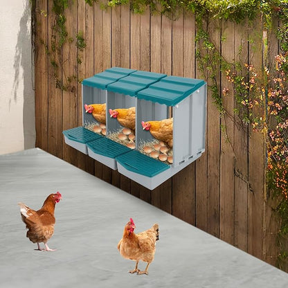 Chicken Nesting Box, 4 Compartments Laying Boxes for Hens, Nest Box for Chicken Duck Poultry Coop, Wall Mount Chickens Roosting Boxes, Protect Collect Egg (Green)