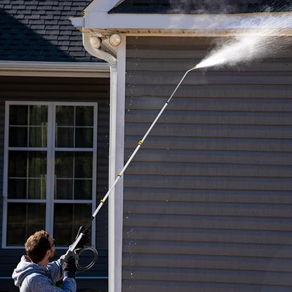 22 FT Telescoping Pressure Washer Wand with Power Washer Extension Wand, Gutter Cleaner Attachment, 5 Spray Nozzle Tips and 2 Hose Inlet Adapters