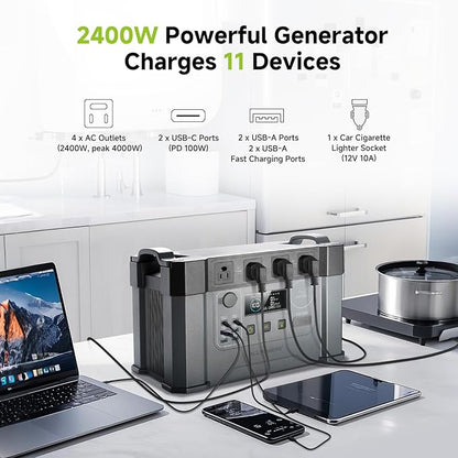 ALLPOWERS 2000w Portable Power Station, 1500Wh/2000w Solar Generator, with 2 Pack SP027 100W Foldable Solar Panel, Solar Power Bank for 11 Devices, for Outdoor Camping, Traveling, Emergencies