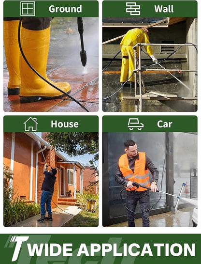 4200PSI Pressure Washer Hose 50FT with 3/8" Swivel Quick Connect for Cold/Hot Water, Kink Resistant Steel Wire Braided, Wear Resistant Power Washer Hose with 2 M22 14mm Adapter Set