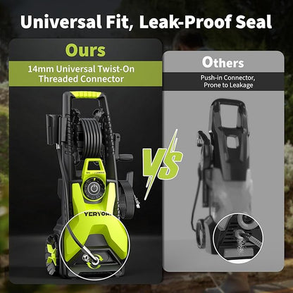 4000 Max Adjustable PSI Pressure Washer, 2 Max GPM Power Washer with 33 FT Hose Reel, Steel Wand, 500ml Foam Cannon, 4-Nozzle Set, Electric Pressure Washer for Cars, Fences, Patios