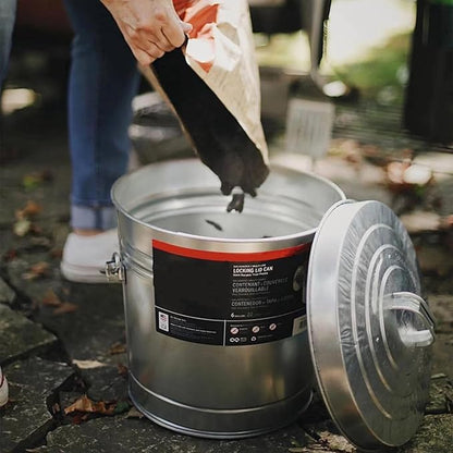 6-Gallon Galvanized Steel Storage Can - Airtight Locking Lid Metal Container for Pet Food, Dry Goods & Pantry Staples, Rust-Resistant Indoor/Outdoor Design
