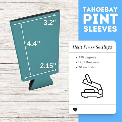 TahoeBay Blank Pint Glass Sleeves, Beer Coolers, 6-Pack, Teal | Insulating Foam Cooler, 16oz Collapsible Tapered Beverage Holder, Bar Cup Insulator for Transfer Vinyl, HTV, Sublimation, DTF