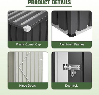6x4 FT Outdoor Storage Shed,Metal Shed with Window,Garden Shed W/Dual Air Vents & Lockable Sliding Door,All Weather Waterproof Tool House W/Sloped Roof,for Patio,Yard,Lawn,Black