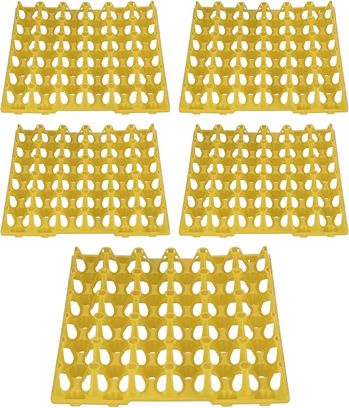 Heavy Duty Plastic Egg Crates, Reusable Egg Storage Tray with 30 Cells for Transporting and Storing, Pack of 5 (Yellow)
