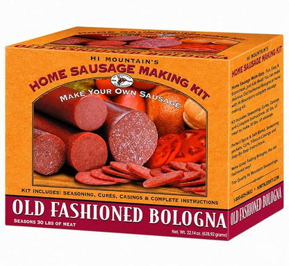 Hi Mountain OLD FASHIONED BOLOGNA Seasoning Kit | Complete bologna sausage-making kit with seasoning, cure & 10 casings. Beef, pork, venison & wild game. Makes up to 30 lbs