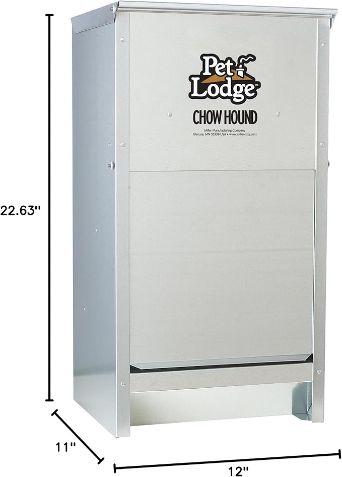 Pet Lodge® Automatic Dog Feeder | Chow Hound Outdoor Pet Feeder | Tough Galvanized Steel | Made in USA (25 lb)