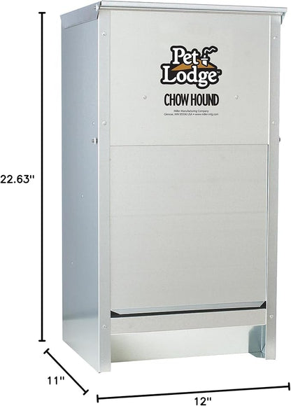 Pet Lodge® Automatic Dog Feeder | Chow Hound Outdoor Pet Feeder | Tough Galvanized Steel | Made in USA (25 lb)