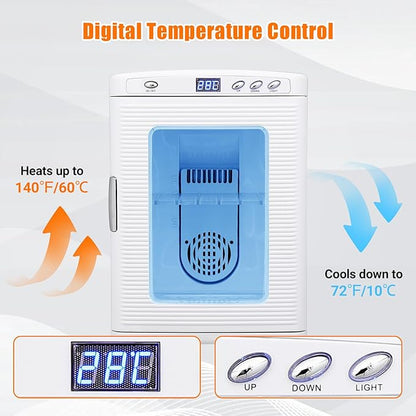 25 L Laboratory Incubator, Portable Reptile Science Laboratory Incubator, Digital Temperature Controlled 10°C-60°C (72°F to 140°F), Reptile Egg Incubator with AC&DC Power for Small Reptiles White