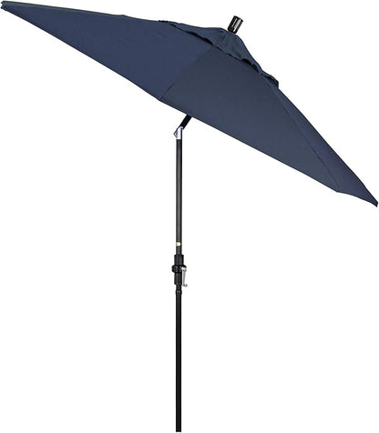 California Umbrella 9' Round Aluminum Pole Fiberglass Rib Market Umbrella, Crank Lift, Collar Tilt, Black Pole, Sunbrella Spectrum Mist