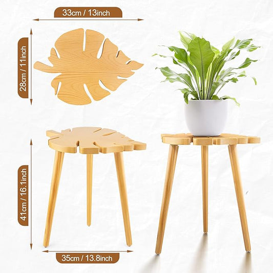 Plant Stool Stand for Indoor Use, Pine Wood Monstera Pot Holder, Decorative Corner Flower Table for Living Room, Tall Tripod Planter Rack for Home Office Patio Bedroom