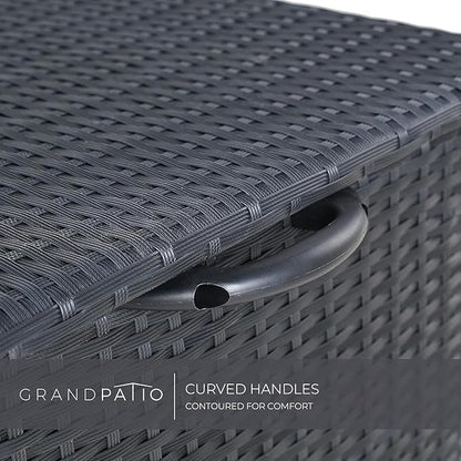 Grand patio 108 Gallon Deck Storage Box Indoor Outdoor Wicker Bin for Patio Furniture Cushions Garden Tools Pool Accessories, Black