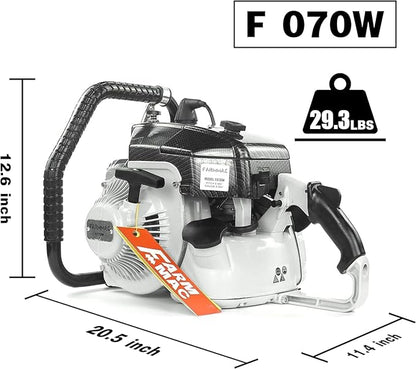 FARMMAC F070W Gas Chainsaw with 36 Inch Alloy Solid Bar, 105cc 2-Cycle Gasoline Power Chain Saws, 4.8KW 6.5HP Power Chain Saw for Milling Work, All Parts Compatible with MS070 090
