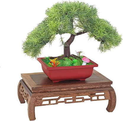 GOLDY&WENDY Vase Lamp Teapot Wooden Oriental Style Rectangular Base Rosewood Solid Wood Carving Display Stand