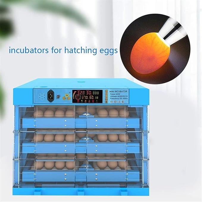 192 Digital Egg Incubator Automatic Turning Temperature Control with LED Candler for Hatching Chickens Ducks Goose Birds