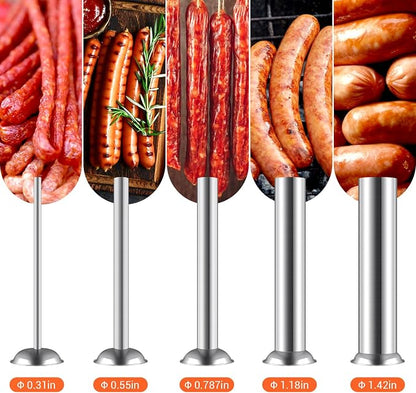 7LBS/3L Manual Sausage Stuffer, Professional Stainless Steel Sausages Maker & Filler Kit with 2 Speed, 5 Stuffing Tubes, Vertical Meat Stuffers for Home Kitchen, Commercial Use