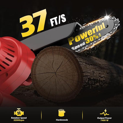 Mini Chainsaw Cordless, Compatible With Milwaukee M18 Battery, Brushless 6-Inch Electric Chainsaw, Handheld Chain Saw for Tree Trimming Wood Cutting (Tool Only)