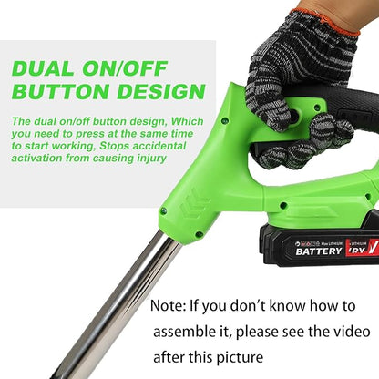 Electric Weed Wacker Cordless Eater 2 Battery, Foldable and Lightweight Grass Trimmer/Brush Cutter,5 Types Blade&Wheels 21V 4.0Ah Battery (2 Pieces) Powered for Garden and Yard (Non-Foldable)