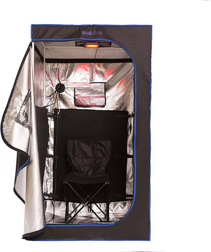 The Miracle Sauna - Full-Size Portable Far Infrared Sauna with Side Panels, Heated Floor Mat, and Portable Chair - Experience Personal Portable Spa for Complete Relaxation.