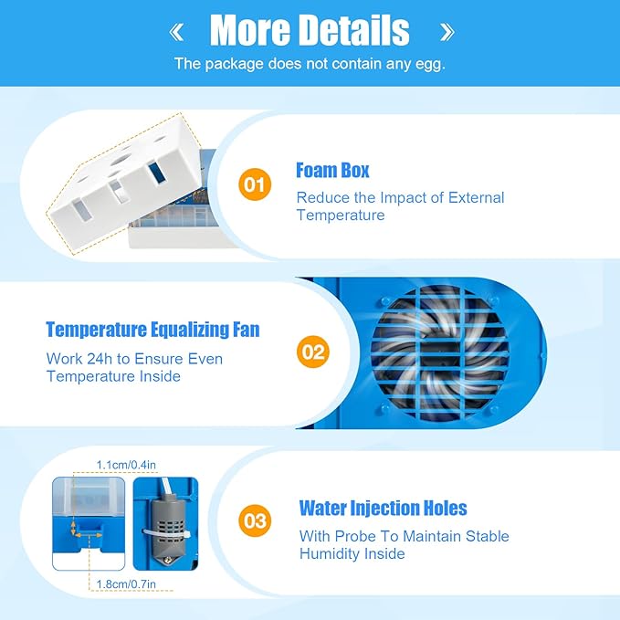 64 Chicken Egg Incubator, Automatic Digital Poultry Egg Incubator, Mini Smart Egg Incubator, Automatic Egg Rotation and Temperature and Humidity Control, for Chicken/Duck/Goose/Pigeon/Quail