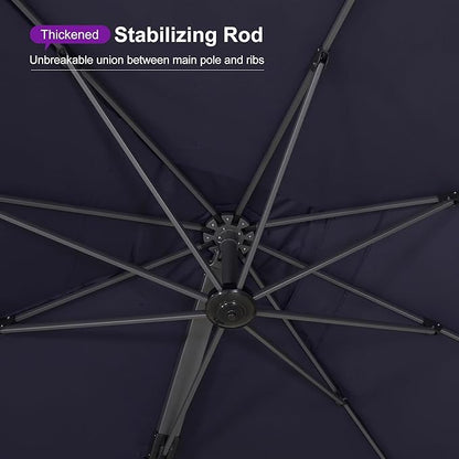 PURPLE LEAF 10' X 13' Patio Umbrella Large Rectangle Outdoor Aluminum Offset Umbrella with 360-degree Rotation Cantilever Umbrella for Garden Deck Backyard Pool Navy Blue