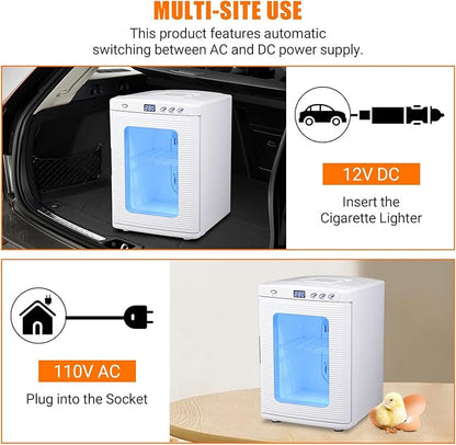 25 L Laboratory Incubator, Portable Reptile Science Laboratory Incubator, Digital Temperature Controlled 10°C-60°C (72°F to 140°F), Reptile Egg Incubator with AC&DC Power for Small Reptiles White