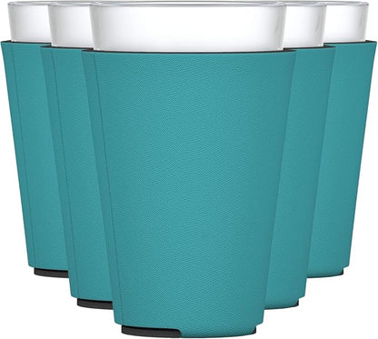 TahoeBay Blank Pint Glass Sleeves, Beer Coolers, 6-Pack, Teal | Insulating Foam Cooler, 16oz Collapsible Tapered Beverage Holder, Bar Cup Insulator for Transfer Vinyl, HTV, Sublimation, DTF