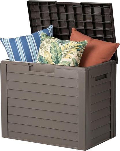 IRIS USA 35 Gallon Outdoor Deck Box, Lockable, Weather-Resistant, Brown | UV-Protected, Waterproof Resin, Patio Storage for Cushions, Garden Tools & Packages