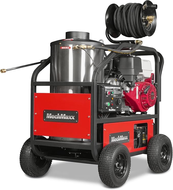4000 PSI 4 GPM Honda GX390 389CC 11.7HP E-Start Engine Hot Water Pressure Washer with Hose Reel, HPW40H