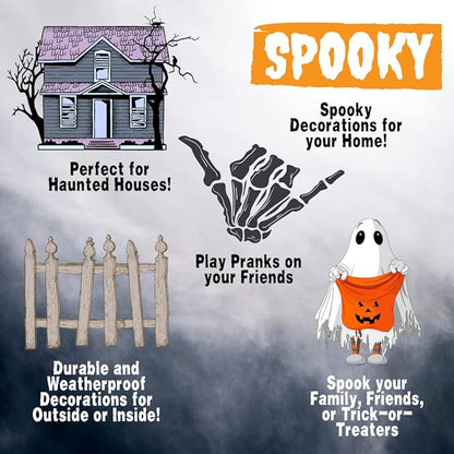 SCS Direct Owl Skeleton Halloween Decoration (2 Pack) - 6.5" Long - Weather Resistant for Indoor/Outdoor - Upgrade Your Fall Graveyard Haunted House Party Props, Trick-or-Treat Decor
