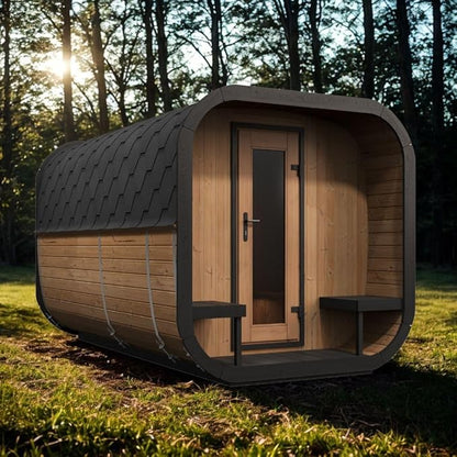 Model CL12GCP, Cube-Series Outdoor Home Sauna Suite Kit, Up to 8 Persons (Sauna Heater and Sauna Stones Included) (Drop 9 WiFi - Mirror)