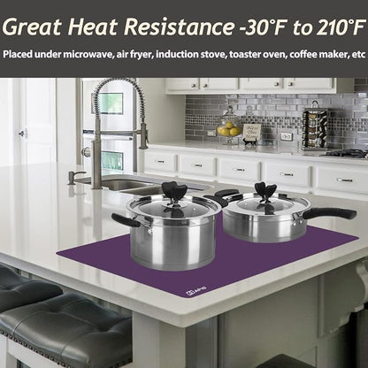 Extra Large Silicone Mat Kitchen Counter Heat Resistant Table Mat 36" x 24" | Place Mats, Countertop Protector, Thick Placemats Washable Silicone Mats for Kitchen Counter Dining Table Mat, Purple, Sapid