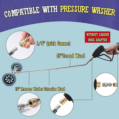 16 Inch Undercarriage Pressure Washer Attachment, Pressure Washer Undercarriage Cleaner, Under Car Washer Attachment with 3 Extension Wand, 4000 PSI