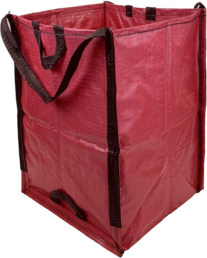 DURASACK Heavy Duty Home and Yard Bags 48-Gallon Reusable Self-Standing Lawn and Leaf Bags Garbage Can with Reinforced Handles, Red