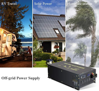 WZRELB 7000W 36V 110-120V Pure Sine Wave Power Inverter with 4 AC Outlets,Bipolar High-Frequency Inverter