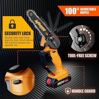 Mini Chainsaw 6-Inch with 2 Battery Powered Mini Electric Chain Saws Cordless Handheld Portable Small Power Only Cut Under 3 inch Fresh Wood