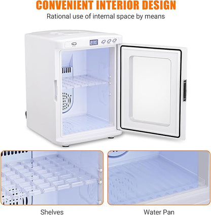 25 L Laboratory Incubator, Portable Reptile Science Laboratory Incubator, Digital Temperature Controlled 10°C-60°C (72°F to 140°F), Reptile Egg Incubator with AC&DC Power for Small Reptiles White