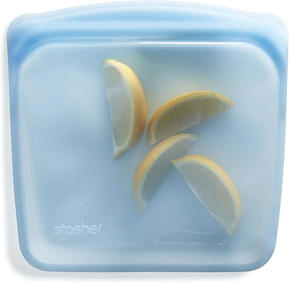 Stasher Premium Reusable Silicone Food Storage Bag, Sandwich, Blue, 28 oz | Food-Safe Silicone, Leak-Free, BPA-Free, Eco-Friendly, Freezer, Microwave, Dishwasher, Oven Safe, Meal Prep, Lunch Container