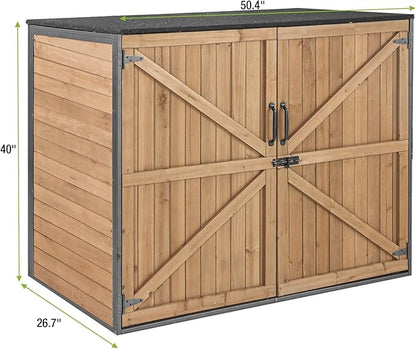 Gutinneen Outdoor Storage Shed Cabinet with Strong Iron Frame Large Wooden Garden Shed Tool House with Adjustable Shelfs,Medium