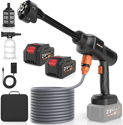 Cordless Pressure Washer 2000 PSI Portable Power Washer Kit with 6-in-1 Adjustable Spray Nozzle Dual 21V 8000mAh Batteries Foam Pot for Car Garden Patio Driveway Outdoor Cleaning