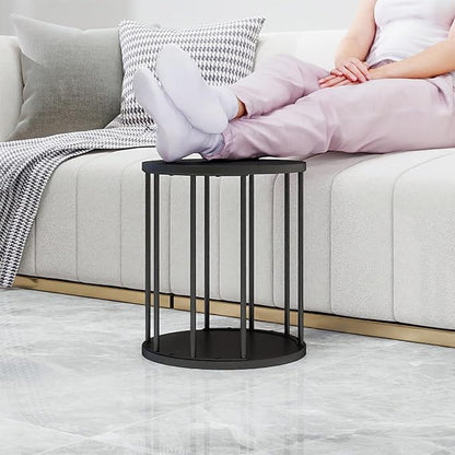 HDANI Wooden Stool Set of 2 for Kids,Adults,300lbs Load Capacity Garden Round Wood Stool,Non-Slip Small Step Stool for Plant Stand,Kitchen,Bathroom and Bedroom,Black