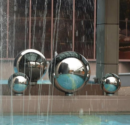 Nerien Gazing Ball, Stainless Steel Garden Mirror Globe, Polished Ornament Sphere, Hollow Floating Reflective Hemisphere, for Home Outdoor Pond Housewarming Swimming Pool Decoration, Silver, 10Pcs