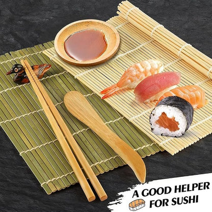 Sushi Making Kit, 22pcs Roller Maker for Beginners With Guide Book, Bazooka, Knife, Mat, Avocado Slicer, Chopsticks, Sauce Dishes & More - Sushi Lover's Gift