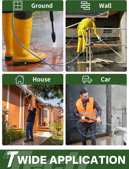 3/8" 4800PSI Pressure Washer Hose 200FT with Swivel Quick Connect for Cold/Hot Water Max 248°F, Kink Resistant Steel Wire Braided, Wear Resistant Power Washer Hose with M22 14mm Adapter