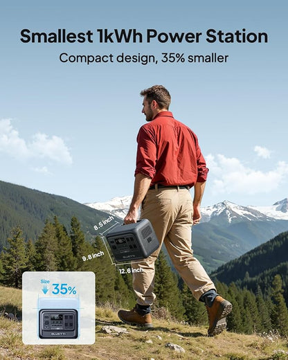 BLUETTI Elite 100 V2 (2025 New) Portable Power Station & Charger 1 (ships separately), 1024Wh LFP w/ 1800W AC, 560W DC-DC Charging, 1.8 H Full Charge via Car, Ideal for Car Camping, Vanlife, RV Travel