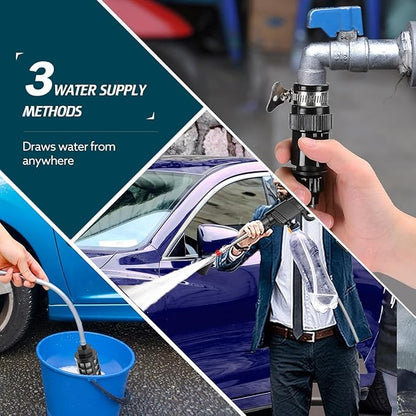 Portable Cordless Pressure Washer |3 Gear LCD Brushless|-Handheld Battery Powered Power Washer with 2 4.0AH Batteries and Fast Charger, 180° Swivel & 6-in-1 Spraying Nozzle.for Cars, Home