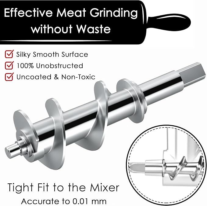 Metal Meat Grinder Attachment for KitchenAid Stand Mixers of All Models | Sausage Stuffer, Food Processor, Aluminum Alloy, Not Dishwasher Safe, Hand Wash Only, Mixer/Machine NOT Included