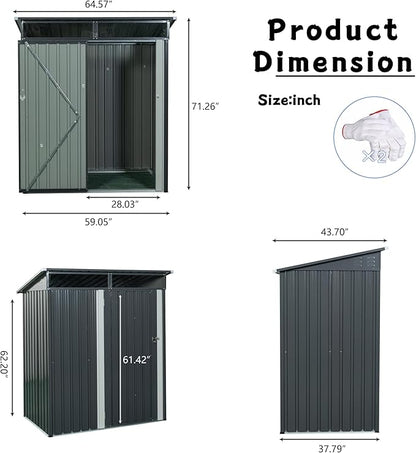 Favfurish 5 x 3 FT Outdoor Storage Shed, Metal Versatile Garden Shed with Lockable Door, Transparent Plate, Air Vents, Waterproof Storage House Tool Shed for Backyard Patio Lawn, Black